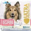 Paw Inspired Disposable Female Dog Diapers, Medium Plus Size, 32 Count | Ultra Protection, Adjustable Fasteners, Comfortable Fit, Leakproof Core, For Dogs in Heat, Excitable Urination, Incontinence