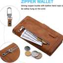 Compatible with Motorola Moto G Power 2022/MotoG Play 2023/G Pure 2021 Wallet Case for Wrist Strap Lanyard Leather Flip Zipper Purse Phone Cover for XT2165DL XT2163DL XT2165-5 XT2271-5 Brown