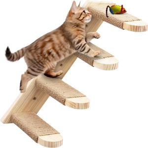 Cat Wall Steps - 4 Steps Reversible Climbing Shelf with Jute Rope for Scratching, Climbing & Perching  Cat Stairs for Indoor Cats