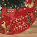 Christmas Cardinal Tree Skirt Red Christmas Decorations Xmas Tree Mat 36 Inch Winter Xmas Decor for Home