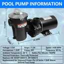 W3SP1580X15 Pool Pump 1.5 HP Replacement for Hayward PowerFlo LX Series 1.5 Horsepower Pool Pumps Single Speed Above Ground Pool Pump Square Flange 48Y Frame 115 Volts 11.2 Amps 3450RPM