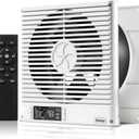 8" Room to Room Fan with Remote, 320CFM Through Wall Air Transfer Fan with Temperature Control, Reversible Airflow Design, 10 Speeds, Quiet Balance Exhaust Vent for Bedroom, Laundry,Kitchen (1PCS)
