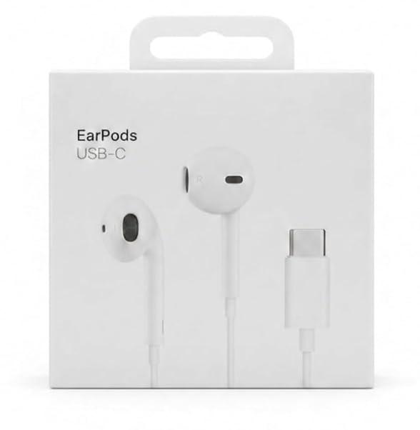 Apple Wired Earphone with USB Type-C Connector, White, 1.2 Meter Cable, with Inline Microphone and Volume Control