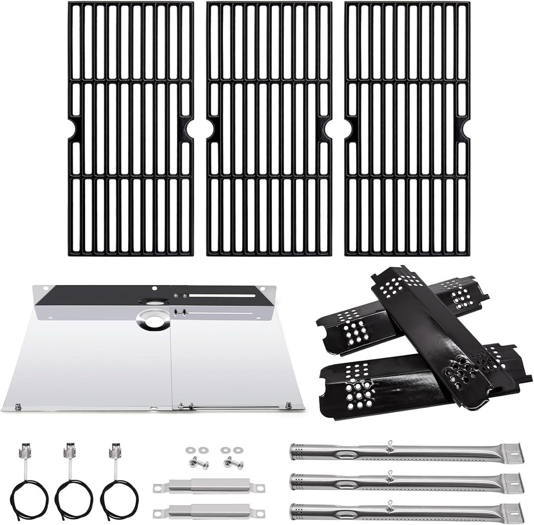 Replacement Parts for Charbroil 463340516 463370519 Gas 2 Coal Grill, Grates & G460-2900-W2 Tank Heat Shield & Burner & Igniter & Heat Shield & Flame Carryover for Charbroil Gas2coal 463340516