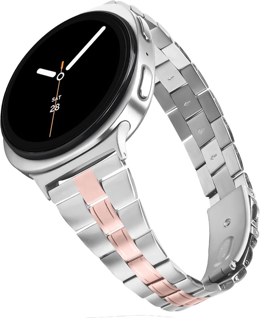 Stainless Steel Bands Compatible with Samsung Galaxy Watch 8 40mm/44mm Classic 46mm Women Slim Metal Replacement Wristbands