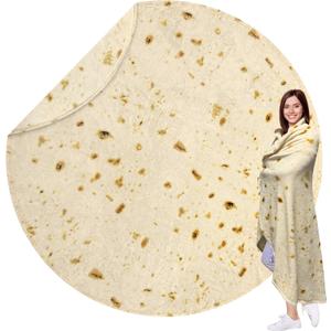 HDFK Tortilla Blanket Adult Size Beige Yellow Double Sided Throw Taco Realistic Food Blankets Lightweight Flannel Fleece White Elephant Funny Gifts for Kids 60 inches for Women Cozy Soft Teen Novelty