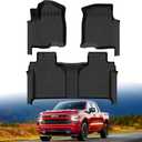 Floor Mats for 2019-2026 Chevy Silverado/GMC Sierra 1500 Crew Cab, 2020-2025 Chevrolet Silverado/GMC Sierra 2500HD/3500HD Crew Cab with Rear Under-Seat Storage, Floor Liners for Silverado Accessories