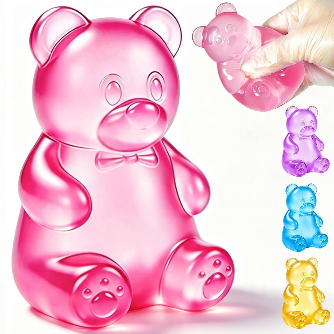 2 x Bear Squishy Toys, Slow Rising Stress Relief Sugar Squeeze Toys for Kids & Adults, High Density Sensory Stress Balls, Stocking Stuffers, Birthday Party Favors, Anxiety Relief Toys for Boys Girls (Red)