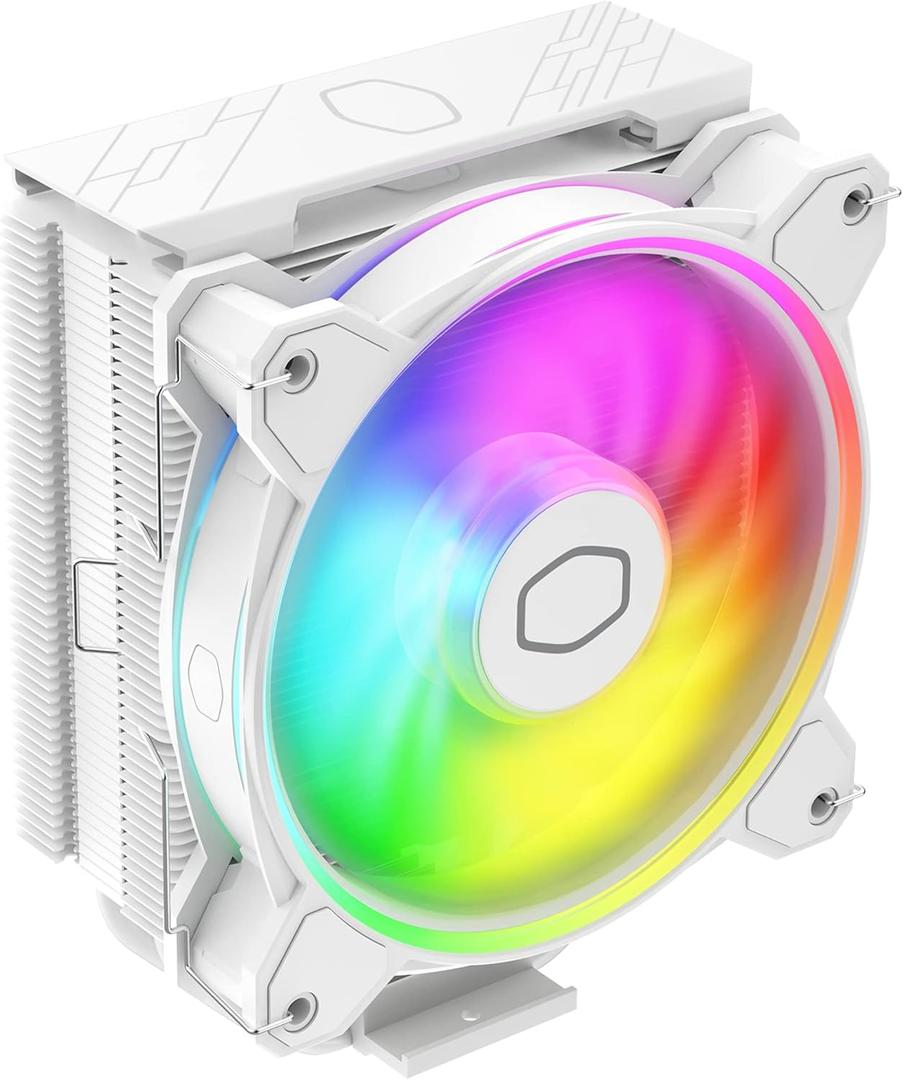 Cooler Master Hyper 212 Halo White CPU Air Cooler, 120 Halo PWM Fan, Dual Loop ARGB, Aluminum Top Cover, 4 Copper Heat Pipes, 154mm Tall, AMD Ryzen AM5|AM4, Intel LGA 1851|1700|1200 Brackets