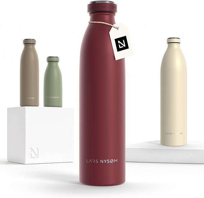 LARS NYSM Stainless Steel Insulated Water Bottle 12oz 17oz 25oz 34oz 51oz | Insulated Thermo Flask for Hot and Cold Beverages | Leakproof Drinking Bottle (Mustard Yellow, 33.9 oz) (33.8 Ounces)
