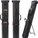 2x4 Pool Cue Case, Hard Pool Cue Case, Billiard Cue Case with Stand, Billiards Accessories Holds 2 Cue Butt and 4 Cue Shafts (Black+brown)