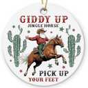 4 x Gift Glow Western Christmas Ornaments 2025 - Cowboy Ornaments for Christmas Decorations, Ceramic Ornament for Vintage Cowboy Decor, Xmas Gifts for Cowboys Western, Men, Friends, Family, Coworkers