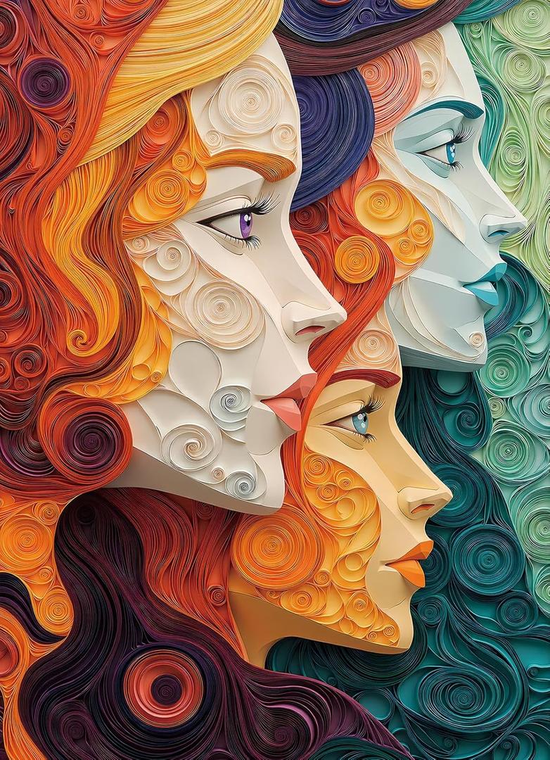 Vibrant Female Portrait Jigsaw Puzzles for Adults 1000 Pieces, Difficult Puzzles Perfect for Game Night, Great Gift Idea, Size 26.65 x 19.25 in
