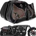 Motorcycle Saddlebags, 30L Leather Waterproof Side Saddle Bags with Cup Holder, Universal Powersports Saddlebags for Harley Davidson Sportster Dyna Softail Honda Shadow Rebel Yamaha Kawasaki Vulcan