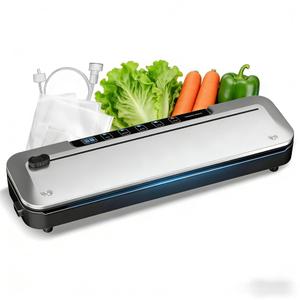 Vacuum Sealer Machine 75KPa Food with 6-in-1 Dry/Moist Modes & Digital Timer, Compact Lightweight Design, Built-in Cutter + 10 Bags Silver