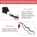 Leeven 10 Inch 8 Packs Curly Crochet Hair Pre Looped Boho Ocean Wave Crochet Hair Black to Brown 2 Tone Short Ocean Braids Pre Twisted Synthetic Deep Wavy Crochet Hair for Women