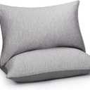 HOMFINE Cooling Pillowcases Queen Size - Double Side Q-Max 0.439 Cooling Fiber for Pillow Protector, Breathable Cold Pillow Cover for Hot Sleeper Night Sweat, Hidden Zipper, 2 Pack (20"x30", Grey)