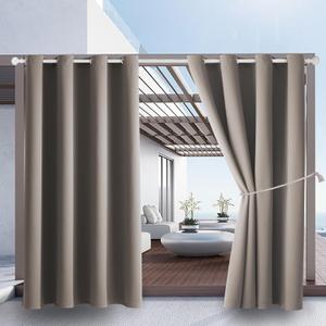 Water Proof Outside Curtains with Grommet Top for Porch, W52 x L120 Thermal Insulated Washable Outdoor Divider Drapes for Patio Gazebo Deck Pool Area Pergola Cabana (Dark Taupe, 2 Panels)