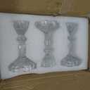 4.33" Tall Glass Candlestick Set of 6 Clear Crystal Candle Holders for Glass Taper Holder Decor for Wedding Birthday Party Christmas