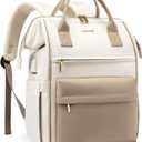 LOVEVOOK Laptop Backpack for Women 15.6 Inch, Travel Backpack with USB Charging Port Large Capacity Laptop Bag, Waterproof Bag for Business College Airline Approved Work Backpack (Beige)