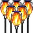 Large Solar Torch Light with Flickering Flame, 6 Pack Upgraded Outdoor Decorative Solar Tiki Torches - Super Bright LED Landscape Lighting for Yard, Garden, Patio & Pathway Decor, Auto On/Off