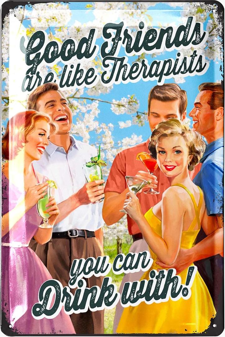 Vintage Tin Sign - GROUP THERAPY - Bar Signs for Man Cave, Drinking Signs, Metal Vintage, Funny Bar Signs, 12x8