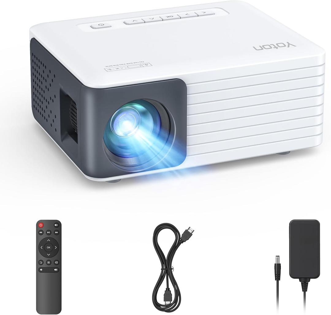 YOTON Mini Projector, Portable Phone Projector 1080P Supported, 6000 Lumens Brightness Home Projector Y3 Compatible with Fire Stick, HDMI, USB, PS5, Xbox, iOS, Android, Laptop