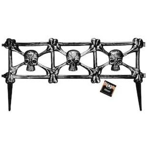  Interlocking Skull and Crossbones Fence Sections, Halloween Decor, Pack of 10