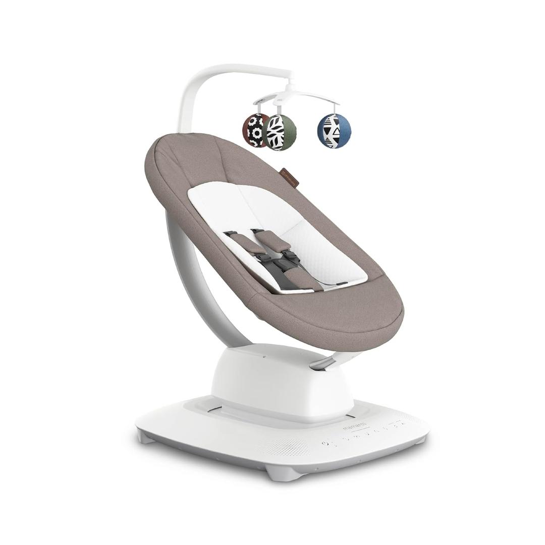 UPPAbaby Mamaroo Smart Swing Customizable Soothing Modes with MotionSync Technology Infant Recline + Bluetooth Enabled Included Newborn Insert Wells (Dark Taupe Mlange)