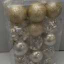 Shatterproof Clear Plastic Christmas Ball Ornaments 30PCS Decorative Baubles Set with Stuffed Delicate Decorations 2.36'' Hanging Ball for Xmas Tree(Gold)