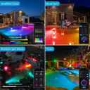 T-SUN LED Pond Lights Underwater, Color Changing Submersible Fountain Lights with APP Control, Waterproof Spotlight with 16 Million Colors, Timing, Music Sync (RGB, 6-Head)