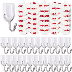 25 Wire Hooks for Hanging Heavy Duty with Strips no Damage,Adhesive Wall Hook Small, removalbe Large Sticky Bulk, for Key, Coat, Towel, Outdoor, hat