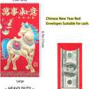 3 x Chinese New Year Red Envelopes Horse,Hongbao 2026,Heavy Duty Lucky Money Pockets Of Chinese Lunar Year, Red Money Envelopes For Cash With 6 Gold Embossed Patterns 12Pcs