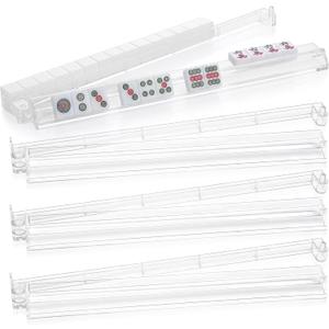 Clear Mahjong Racks with Pushers Set of 4, Acrylic American Mah Jongg Accessories and Gifts, All-in-One Mahjong Tile Holder for 1.2-inch American Mahjong
