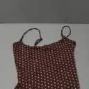 SUUKSESS Women Double Line Square Neck Tank Top Summer Going Out Tops Sleeveless Basic Cami Shirts (Brown Polka Dots, S)