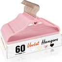 HOUSE DAY Pink Velvet Hangers 60 Pack, Non Slip Flocked Felt Hangers, Sturdy Velvet Clothes Hanger, Cute Heart Heavy Duty Coat Hanger, Ultra Slim Pink for Closet Space Saving