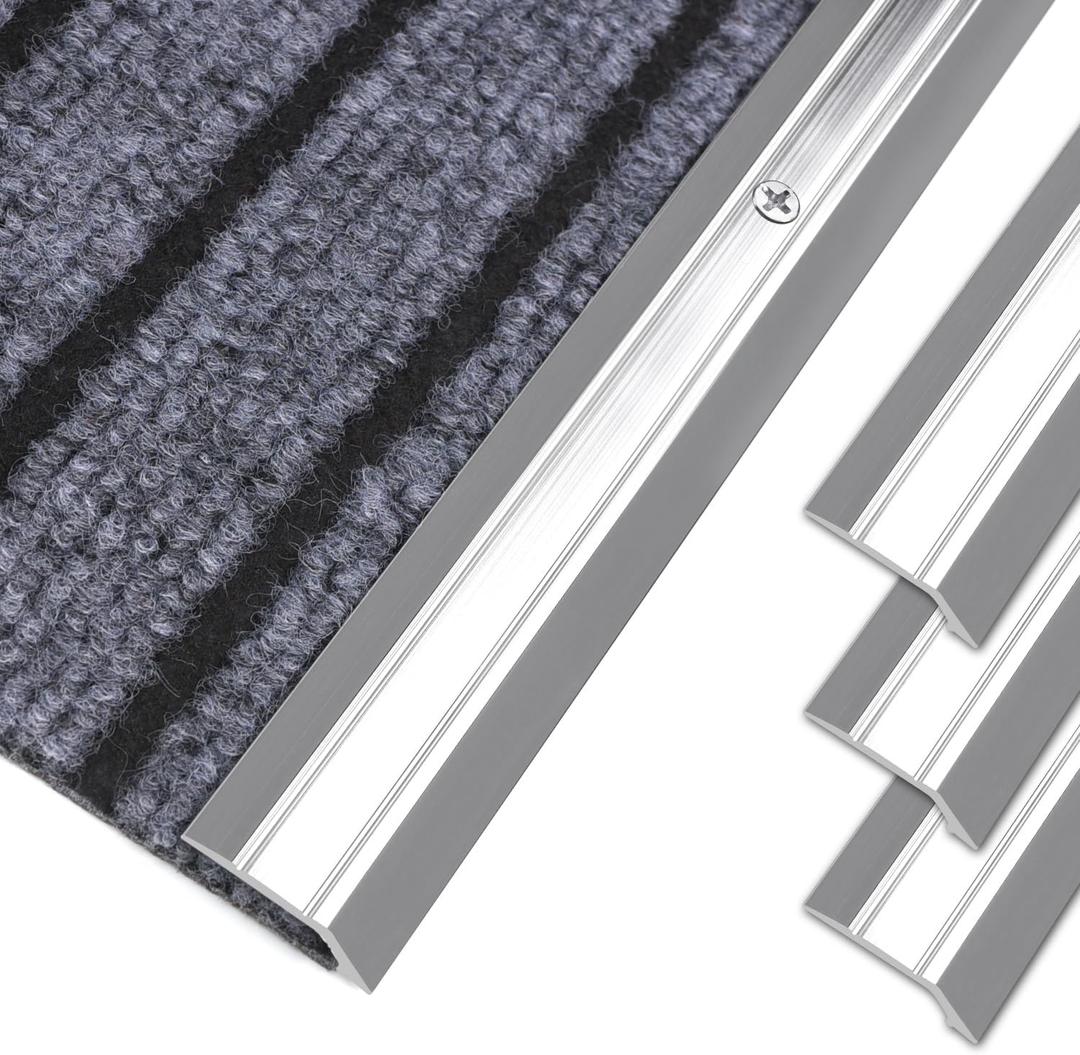 3-Pack Metal Carpet Floor Transition Strips, 36in Carpet to Tile Floor Edging Trim Strip, Aluminum Threshold Strip Suitable for Threshold Height Less Than 5mm (Silver)