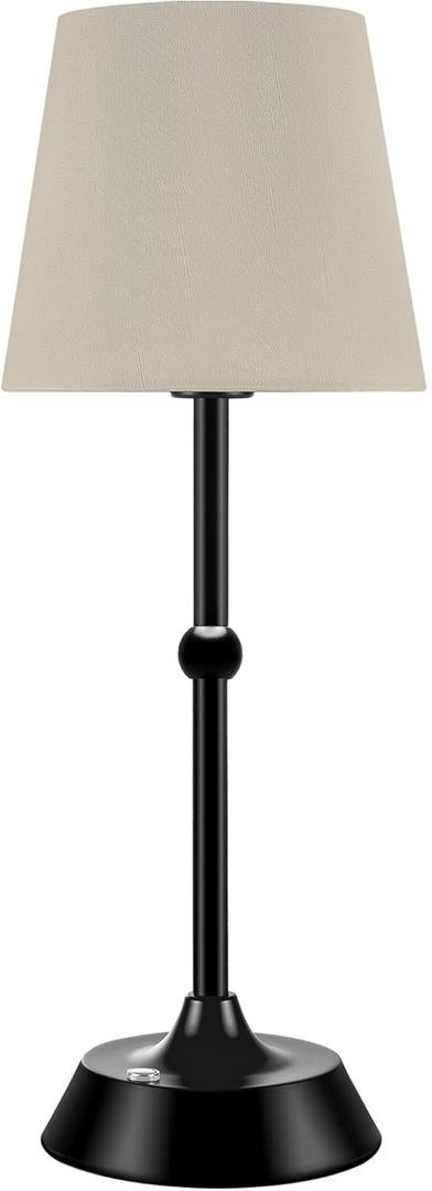 betluse Portable Cordless LED Table Lamp, Touch Control Fabric Black Dimmable Desk Lamp, Built-in 6000mA Rechargeable Battery, Patio Table Lamp, Bedside Night Lamp, Ambient Light for Restaurant