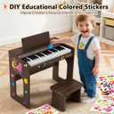 Kids Piano Keyboard, 37 Keys Wooden Digital Piano for Kids with Bench,Song Book, DIY Stickers, Cover, Education Creative Musical Instruments Toy for Boys & Grils Gifts, Compact