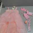 Pink Witch Dress for Girls Glitter Princess Costumes Pink Bubble Sequin Tulle Fancy Dress Up for Halloween Cosplay (3-4 Years)