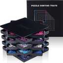 8 Black Puzzle Sorting Trays with Lid 10" x 10" | Puzzle Organizers and Storage | for Puzzles Up to 2000 Pieces