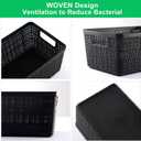 6 Pack Plastic Storage Baskets With Lids,Black Breathable Stackable Storage Bins,Small Storage Containers,for Organizing Storage Baskets on Desktops,Closets,Playrooms,Classrooms,Offices (9.8"D x 6"W x 4.8"H)