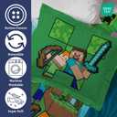 Jay Franco Duvet Cover Set 3 Piece Comforter Cover and Sham Set, Super Soft Cozy Kids Bedding (Insert Not Included) Blue - Minecraft, Queen