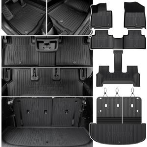 Floor Mats for Kia Telluride 2027 Gas Only, with Cargo Mat | Full Protection Mat Set with Cargo Liner, All Weather TPE, Non Slip & Odorless & Scratch Proof, Telluride Gas Accessories
