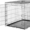 Amazon Basics Durable, Foldable Metal Wire Dog Crate with Removable Tray, Single Door, Divider Panel, 42 x 28 x 30 in, Black