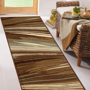 Superior Indoor Runner Rug with Jute Backing, Modern Floor Decor for Home Hallway, Living Room, Floor Cover, Entryway, Bedroom, Modern Abstract Multi-Colored, 2' 7" x 8', Taupe (2'7" x 8' (Rectangular))
