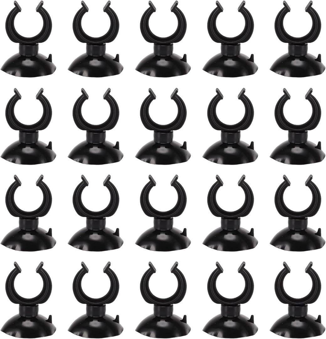 Aquarium Suction Cup, Aquarium Sucker Clip, Suction Cups Airline Tubing Holder, Fish Tank Accessories for Aquarium Fish Tank, Black, 0.67" 20 Pcs 20 Pcs