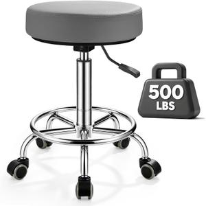 500lb Heavy Duty Rolling Stool with Wheels, Adjustable Drafting Stool