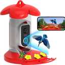 Hummingbird Feeder with Camera for Outdoor - 2K QHD Video, Instant Notifications & AI Bird Species, Ant Moat, Bee Proof, Motion Detection, 2.4G WiFi, Signal Booster, Gift for Bird Lovers (Red)