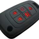 waymei Silicone Key Fob Cover Remote Keyless Case Protector Compatible with Chevrolet Chevy Malibu Camaro Cruze Limited Equinox Impala Limited Sonic Malibu Limited - 5 Buttons (Black + Pink)